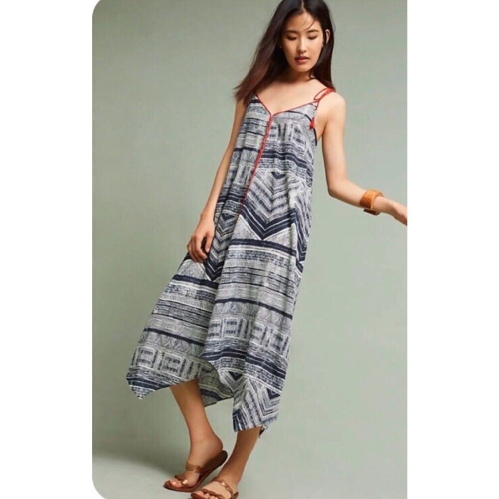 Anthropologie Akemi + Kin Riviera Boho Tribal Tassel Tie Hanky Hem Dress Large